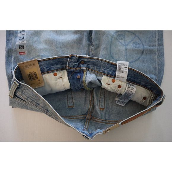 Levi’s 501 Men Sz 34x32 Blue When In Rome Originals Straight-Leg Denim Jeans - Picture 5 of 11